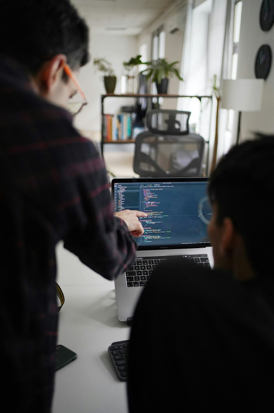 team working on coding project